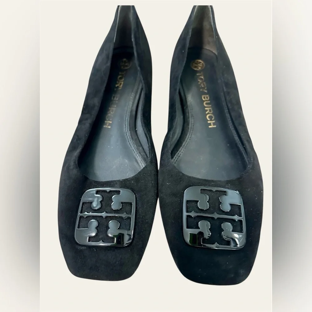 TORY BURCH WOMENS SUEDE GEORGIA BALLET FLAT IN PERFECT BLACK 9 M